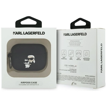 Etui Karl Lagerfeld Silicone             Karl&Chaupette Head 3D do AirPods Pro 3 czarny