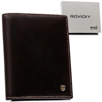 Portfel męski elegancki Rovicky ze skóry naturalnej ochrona