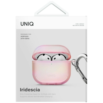 Etui UNIQ Iridescia na AirPods 4 Hang Case - holo różowe