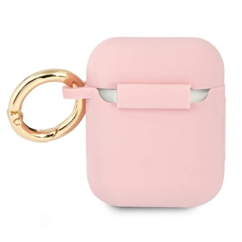 Guess GUA2SSSI AirPods 1/2 cover różowy/pink Silicone Vintage Script
