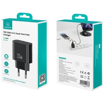 Ładowarka sieciowa USAMS CC317 T65 33W   1xUSB-C 1xUSB-A Fast Charging czarny