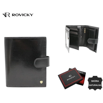 Duży, skórzany portfel męski z systemem RFID - Rovicky