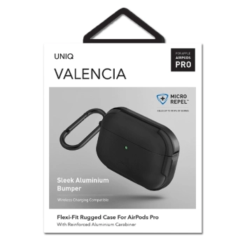 UNIQ etui Valencia AirPods Proczarny/midnight black Antimicrobial