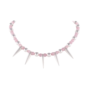 Naszyjnik z różowych opali i srebrnych kuleczek Aria Princess Collection (C25/NUT/10AG)