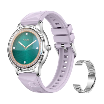 Smart Watch COLMI L28 (Srebrno-fioletowy + srebrny pasek stalowy)