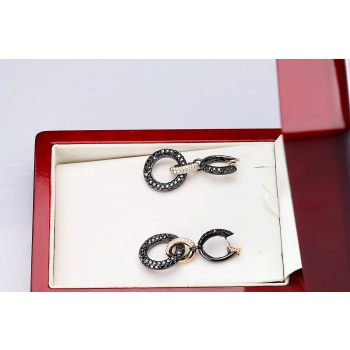 Kolczyki z czarnego i żółtego złota z diamentami eleganckie
