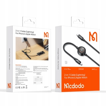 MCDODO ŁADOWARKA INDUKCYJNA DO APPLE WATCH 2W1 KABEL DO IPHONE LIGHTNING