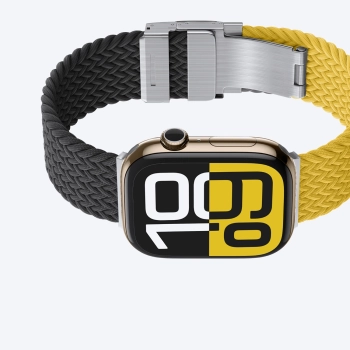 Zestaw 2 pasków AMAZINGTHING Blend Band do Apple Watch 45 / 46 / 49 mm - żółto-czarny / czarny