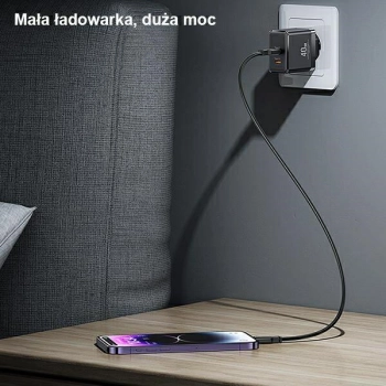 USAMS Ład. siec. 2xUSB-C T54 GaN 40W(only head) PD Fast Charging biały/white CC172TC02 (US-CC172)