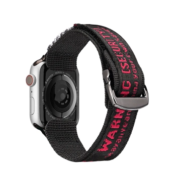 Dux Ducis Strap (Outdoor Version) pasek Apple Watch Ultra, SE, 9, 8, 7, 6, 5, 4, 3, 2, 1 (49, 45, 44, 42 mm) nylonowa opaska bransoleta czarno-czerwon