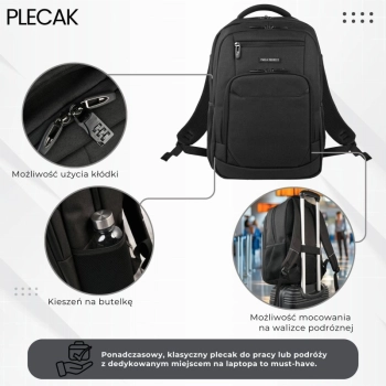 Plecak na laptopa Paolo Peruzzi podróżny wielofunkcyjny