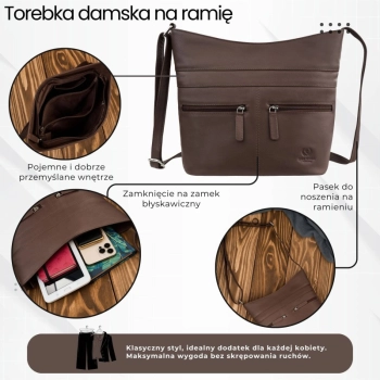 Torebka damska skórzana na ramię pojemna Paolo Peruzzi