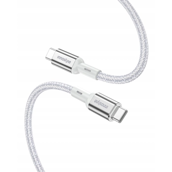 INNOSTYLE POWERFLEX ULTRA KABEL USB-C SZYBKIE ŁADOWANIE THUNDERBOLT 10GBPS 100W KEVLAR 2M SREBRNY