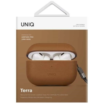 UNIQ etui Terra AirPods Pro 2 gen.Genuine Leather (2022/2023) brązowy/toffee brown