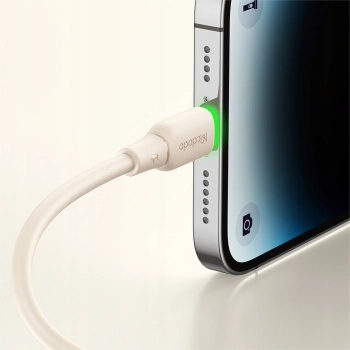 MCDODO ŁADOWARKA KABEL USB-C LIGHTNING SZYBKIEGO ŁADOWANIA DO IPHONE 1M LED BEŻOWY