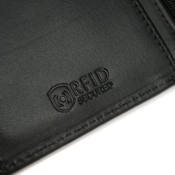 Skórzany portfel męski Bellugio RFID - czarny