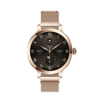 Smartwatch Damski VELTORI VT340-1 Złota Bransoleta + Różowy Pasek Silikonowy
