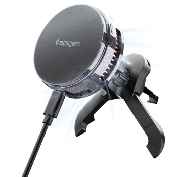 SPIGEN EV25MFAQ ESSENTIAL PELTIER MAGNETIC MAGSAFE VENT CAR MOUNT WIRELESS CHARGER 25W QI2.2 BLACK