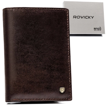 Portfel Rovicky męski ze skóry naturalnej praktyczny ochrona RFID