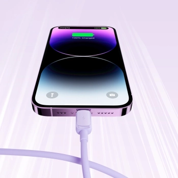 Kabel Joyroom Multi-Color Series A14 Lightning / USB-A 2.4A 1.2 m - fioletowy