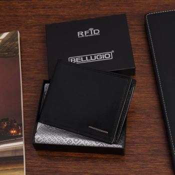 Duży portfel męski z systemem RFID Bellugio - black