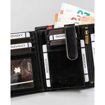 Duży, skórzany portfel męski z systemem RFID - Rovicky