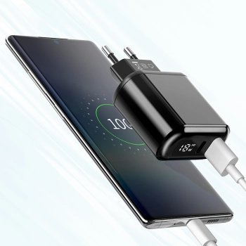MCDODO SZYBKA ŁADOWARKA SIECIOWA DO TELEFONU 2X USB USB-C PD 20W MIERNIK
