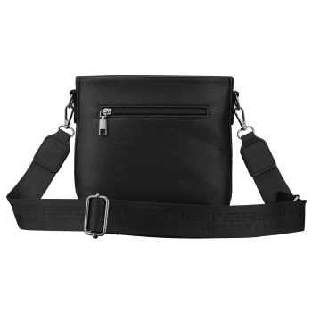 Torebka damska listonoszka na ramię crossbody szeroki pasek czarna Peterson