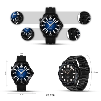 Smartwatch VELTORI VT150-1 Czarny Pasek Silikonowy + Czarna Bransoleta
