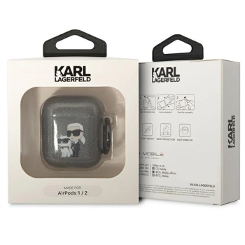 Karl Lagerfeld KLA2HNKCTGK Airpods 1/2cover czarny/black Glitter Karl&Choupette